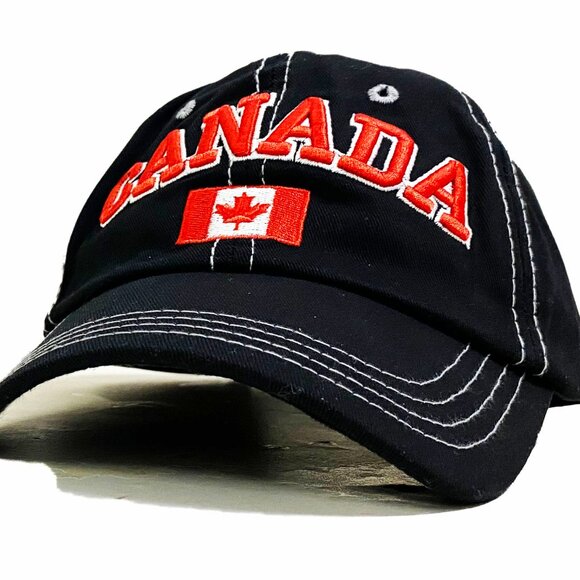 Variety To Go Canadian Baseball Hat, 100% Cotton Maple Leaf Hat (2062 Black) - Picture 4 of 6